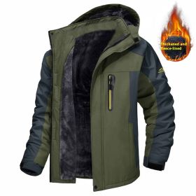 Casual Fleece And Thick Men's Mid-length Coat (Option: Dark Green-3XL)