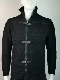 Autumn And Winter Turtleneck Men's Cardigan Coat (Option: Black-M)