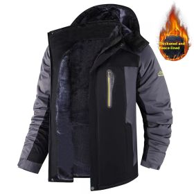 Casual Fleece And Thick Men's Mid-length Coat (Option: Black-L)