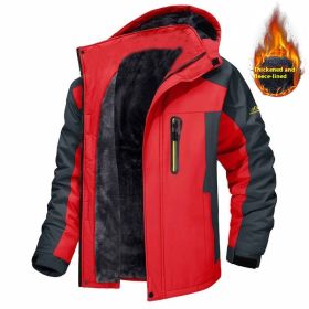 Casual Fleece And Thick Men's Mid-length Coat (Option: Red-XL)