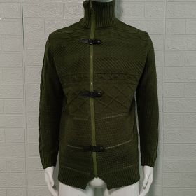 Autumn And Winter Turtleneck Men's Cardigan Coat (Option: Army Green-M)